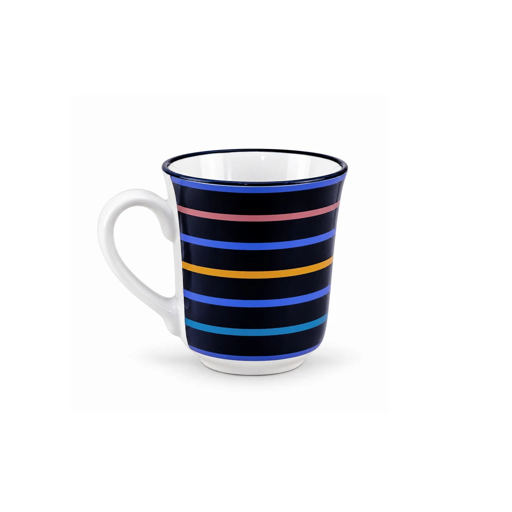 Heritage Porcelain Mug 250ml | Classic Shape | Horizontal Stripe | Navy Blue