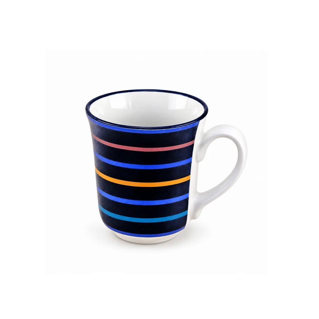 Heritage Porcelain Mug 250ml | Classic Shape | Horizontal Stripe | Navy Blue