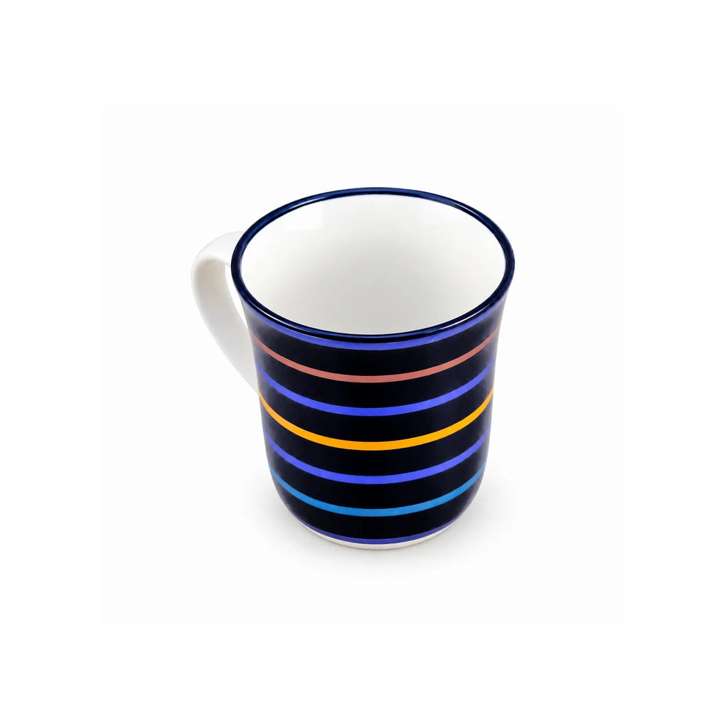 Heritage Porcelain Mug 250ml | Classic Shape | Horizontal Stripe | Navy Blue