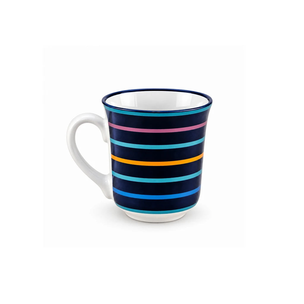 Heritage Porcelain Mug 250ml | Classic Shape | Horizontal Stripe | Teal Green
