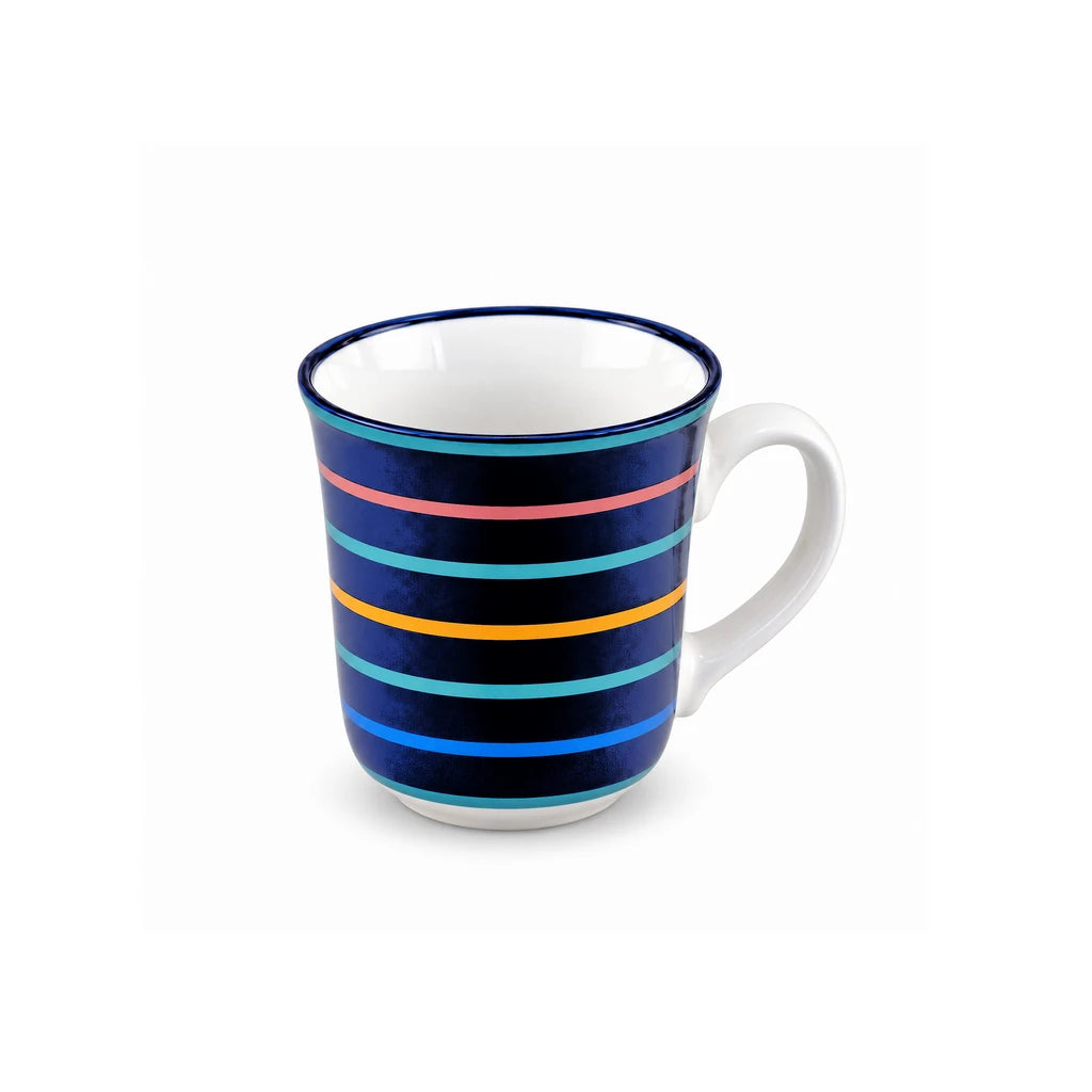 Heritage Porcelain Mug 250ml | Classic Shape | Horizontal Stripe | Teal Green