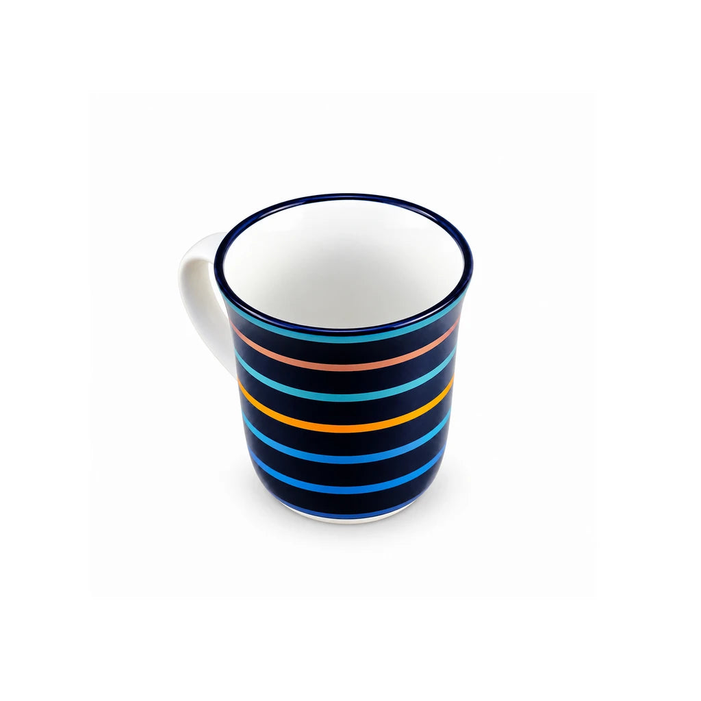 Heritage Porcelain Mug 250ml | Classic Shape | Horizontal Stripe | Teal Green