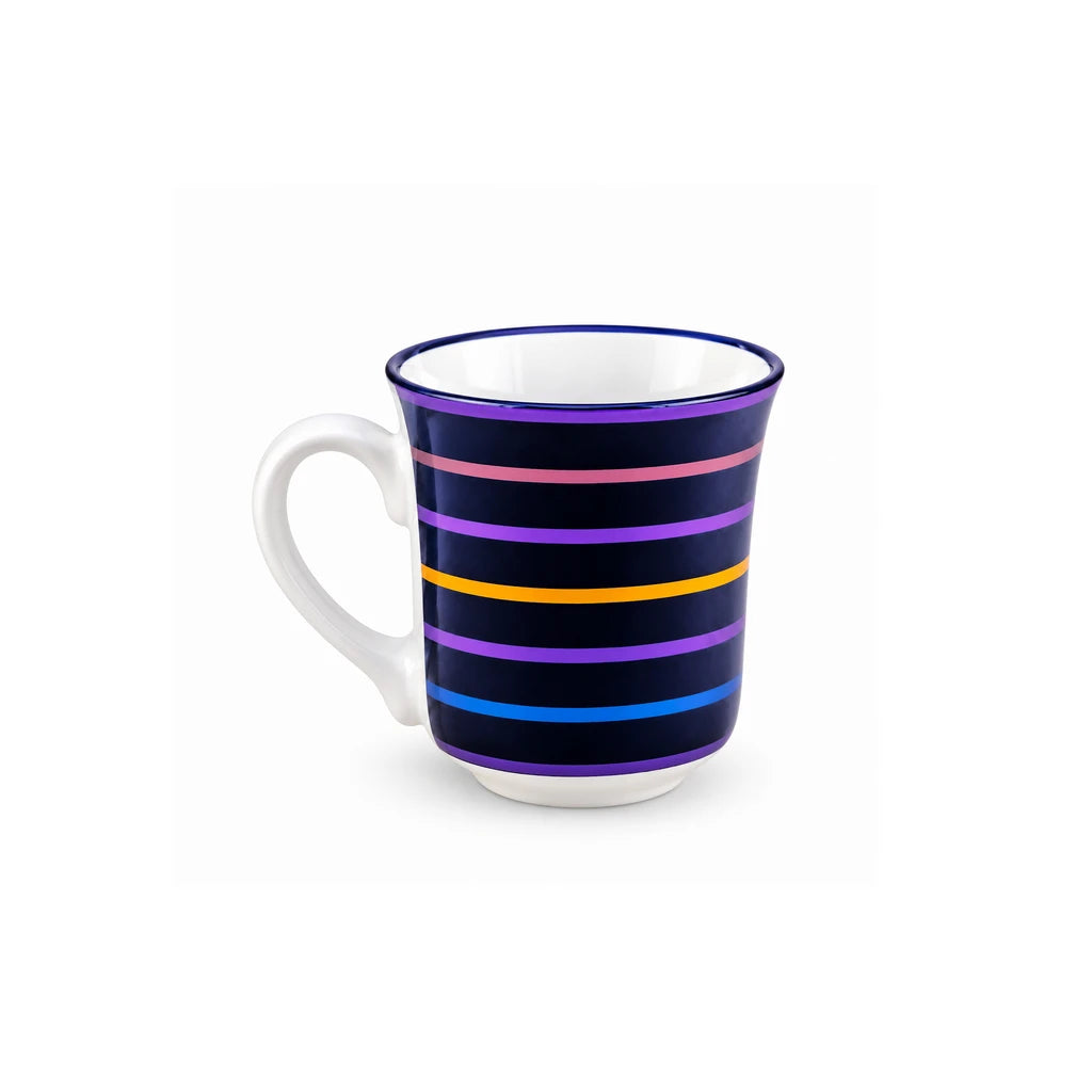 Heritage Porcelain Mug 250ml | Classic Shape | Horizontal Stripe | Purple