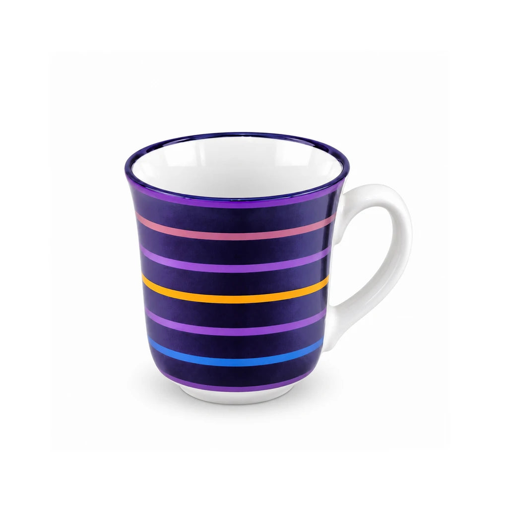 Heritage Porcelain Mug 250ml | Classic Shape | Horizontal Stripe | Purple