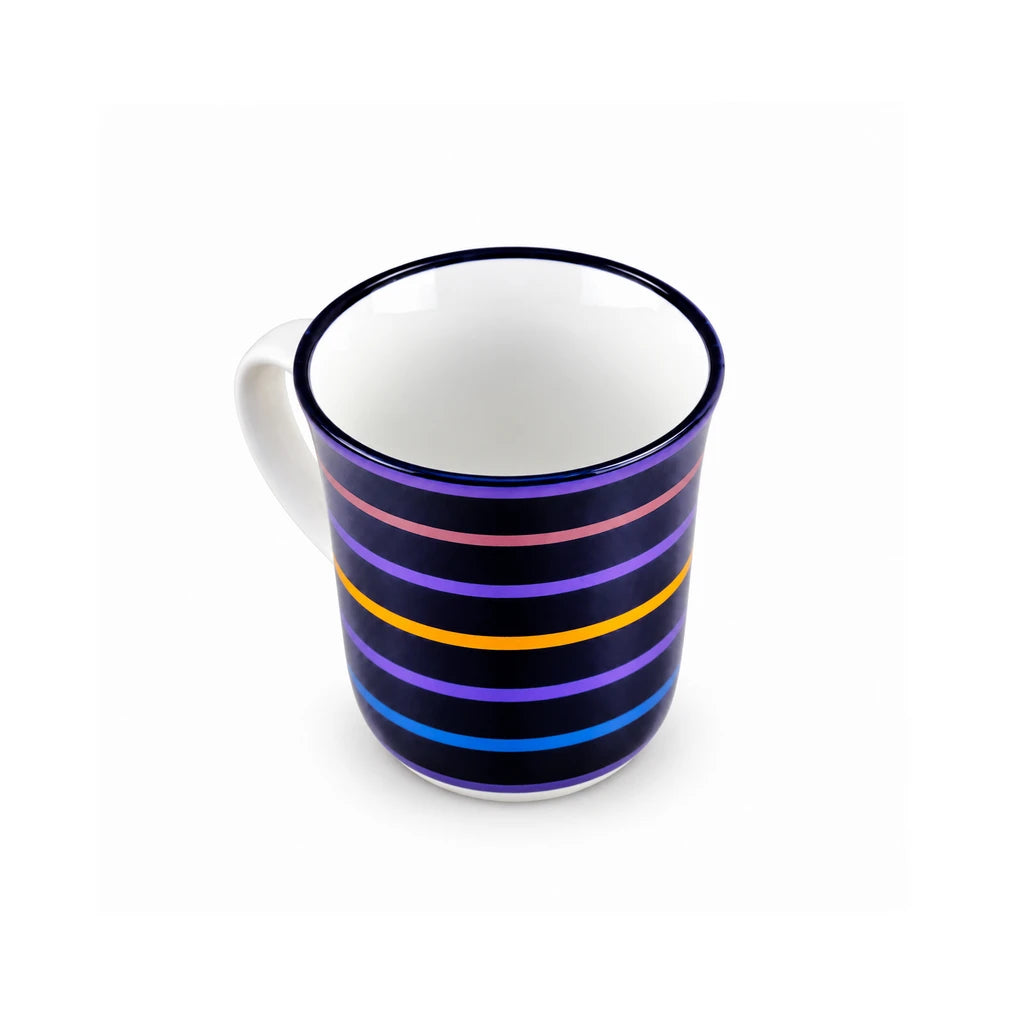 Heritage Porcelain Mug 250ml | Classic Shape | Horizontal Stripe | Purple
