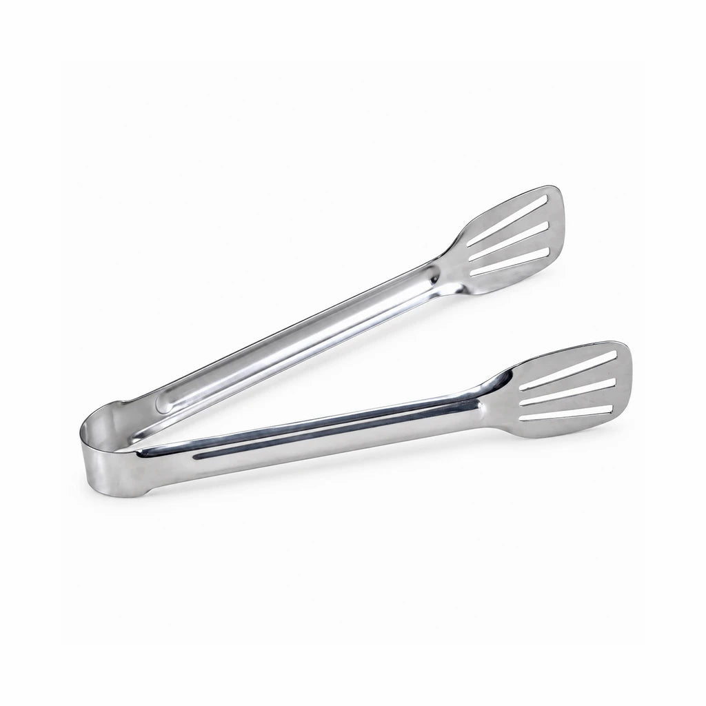 Blaze Rounded Triple-Slot Paddle Stainless Steel Loop Tong – 9 Inch