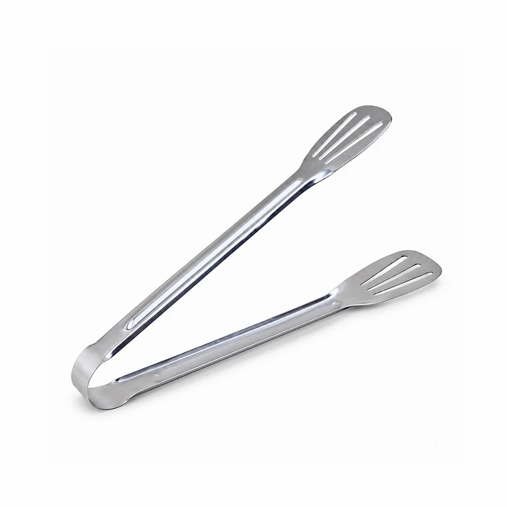 Blaze Rounded Triple-Slot Paddle Stainless Steel Loop Tong – 9 Inch