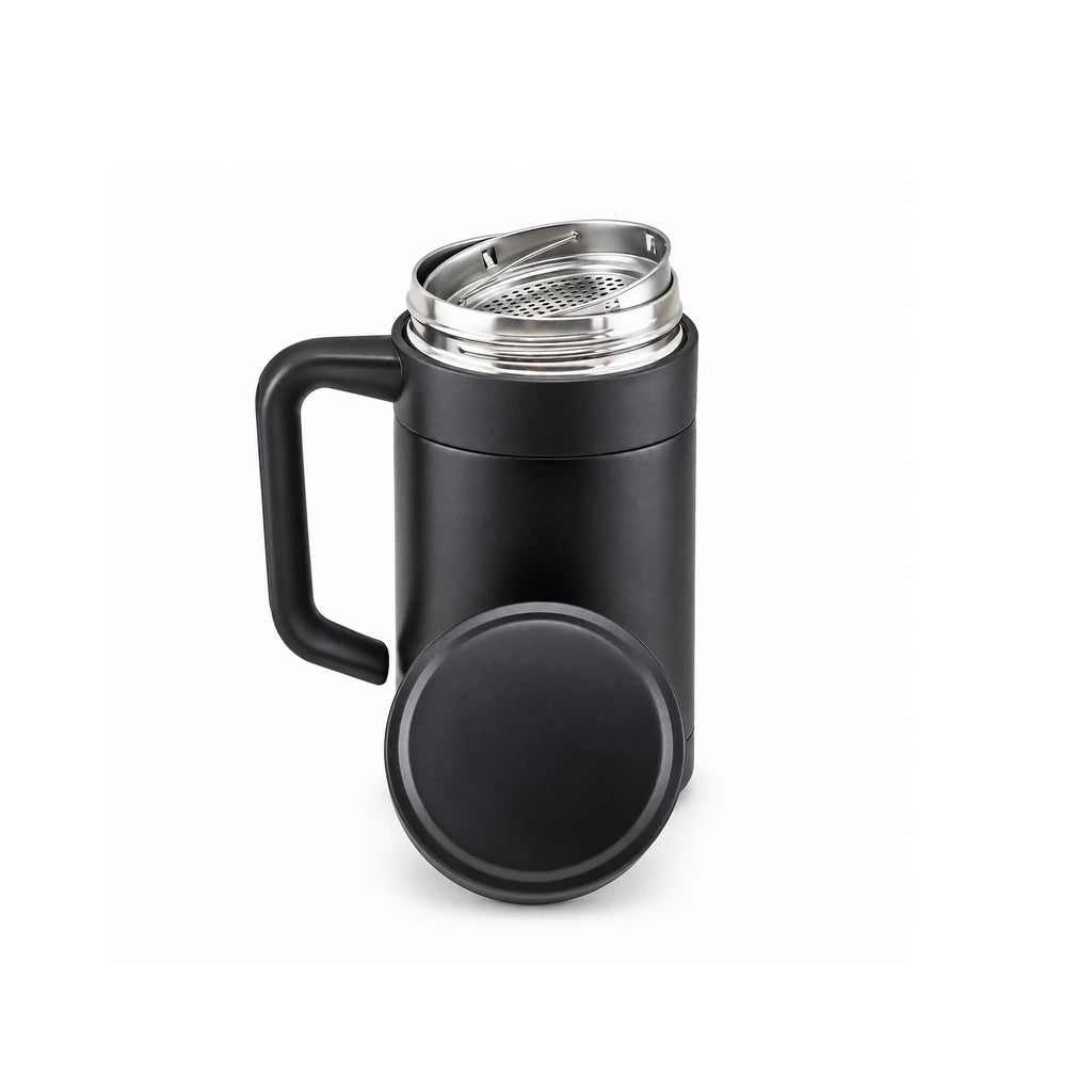 Crest 500 ML Vacuum-Insulated Coffee Mug with Handle | Black Color