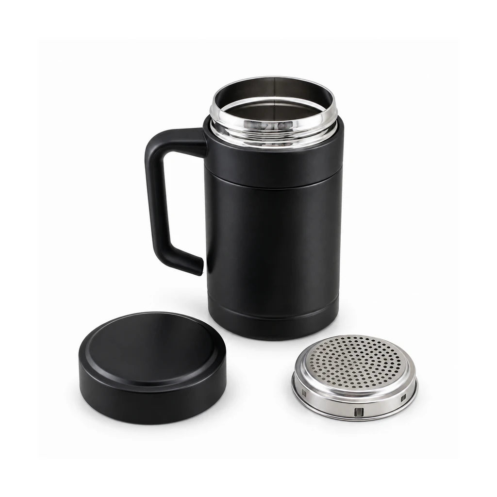 Crest 500 ML Vacuum-Insulated Coffee Mug with Handle | Black Color