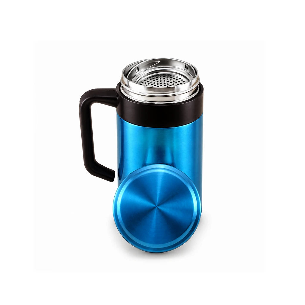 Crest 500 ML Vacuum-Insulated Coffee Mug with Handle | Blue Color