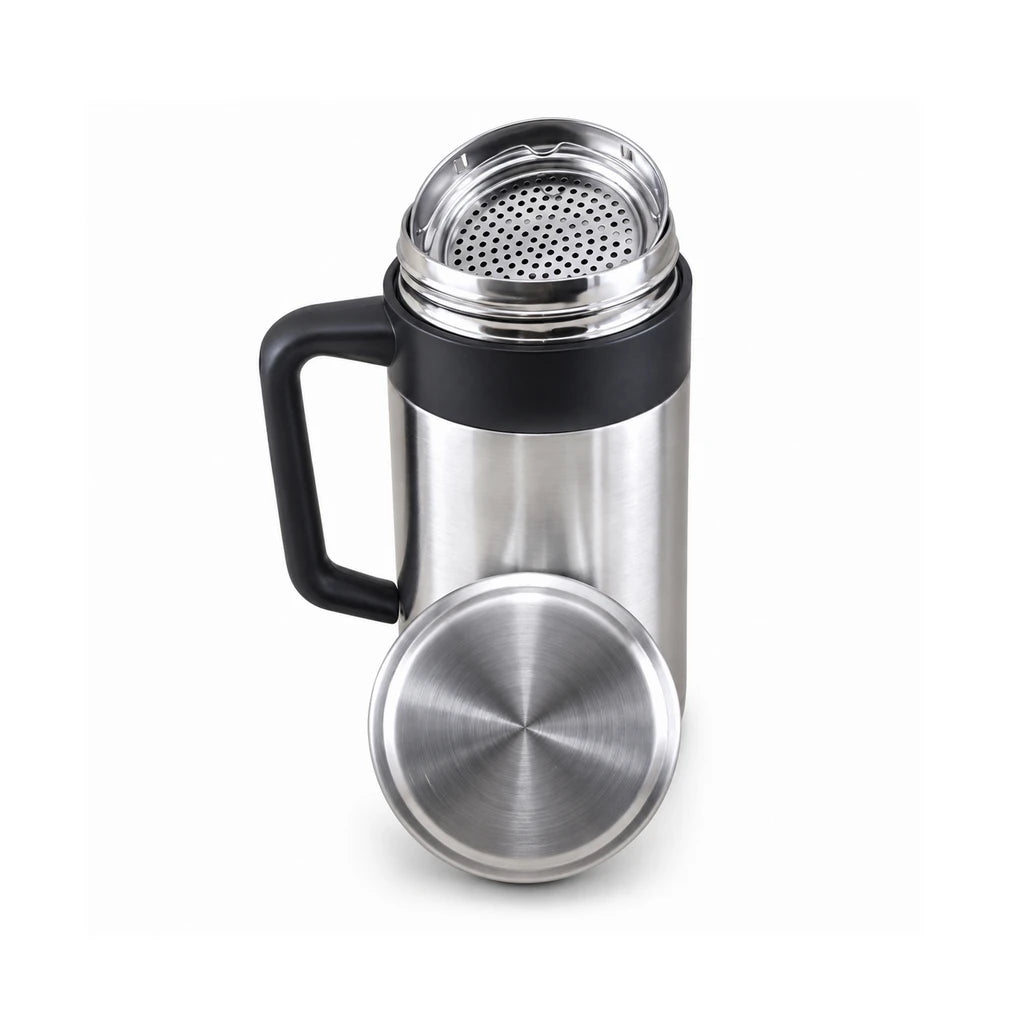 Crest 500 ML Vacuum-Insulated Coffee Mug with Handle | Silver Color