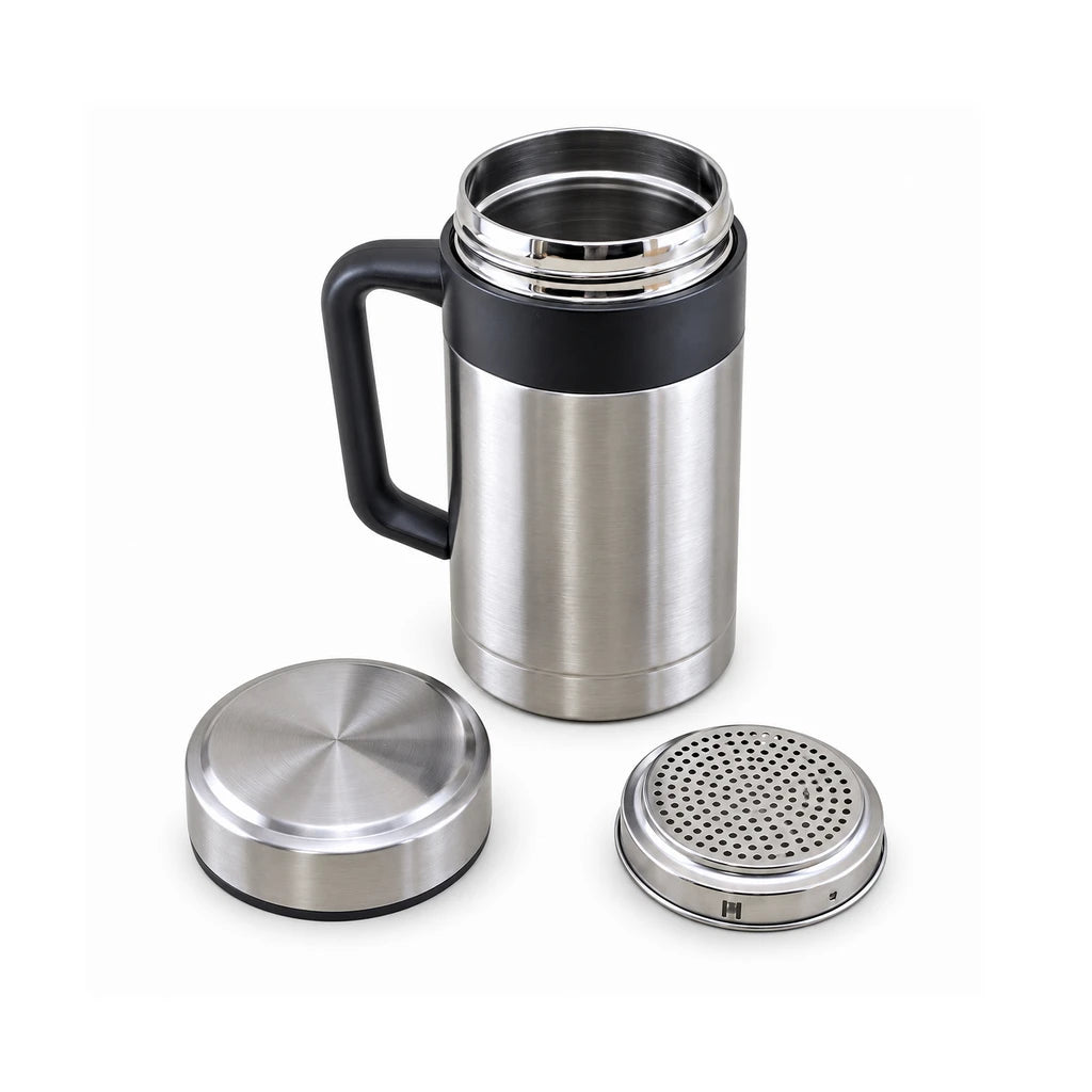 Crest 500 ML Vacuum-Insulated Coffee Mug with Handle | Silver Color