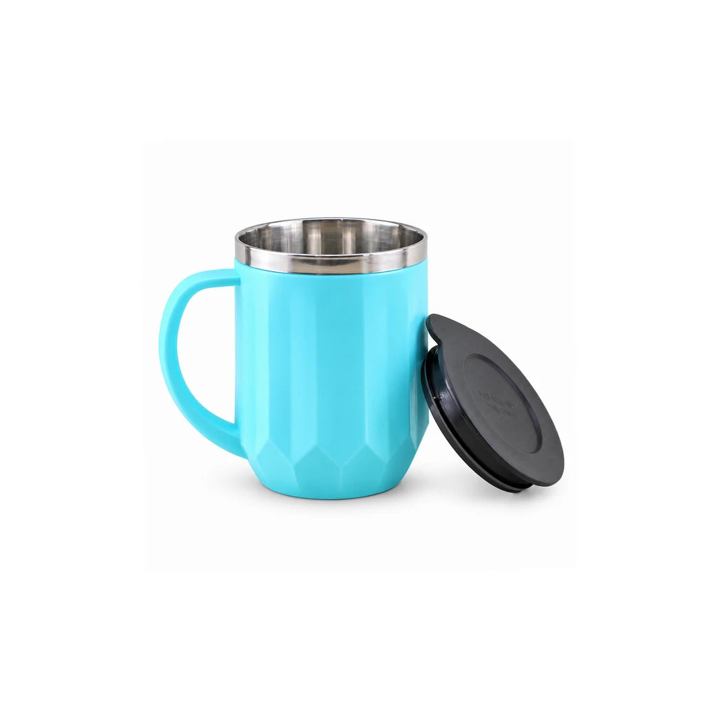 IQIX 400 ml Stainless Steel Coffee Mug with Lid | Blue Color