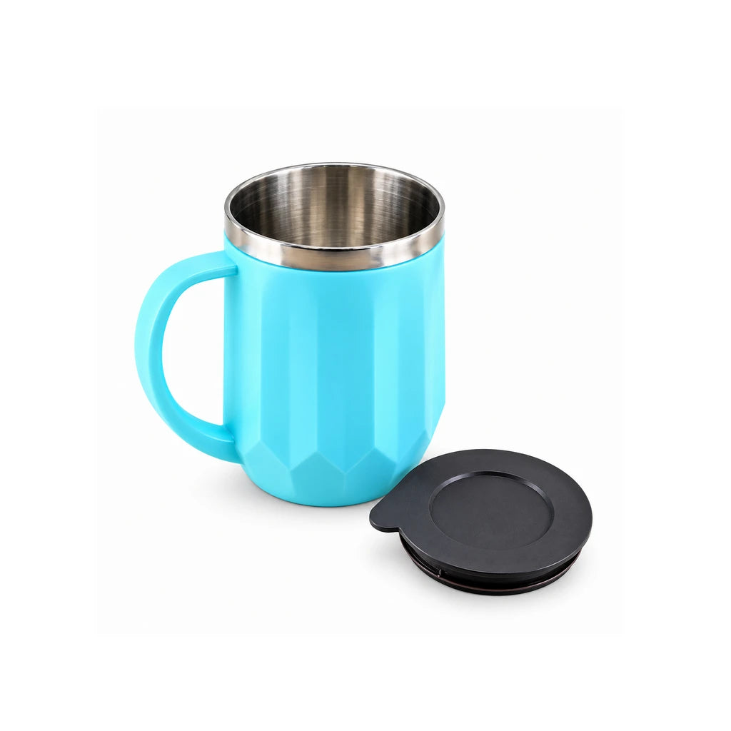 IQIX 400 ml Stainless Steel Coffee Mug with Lid | Blue Color