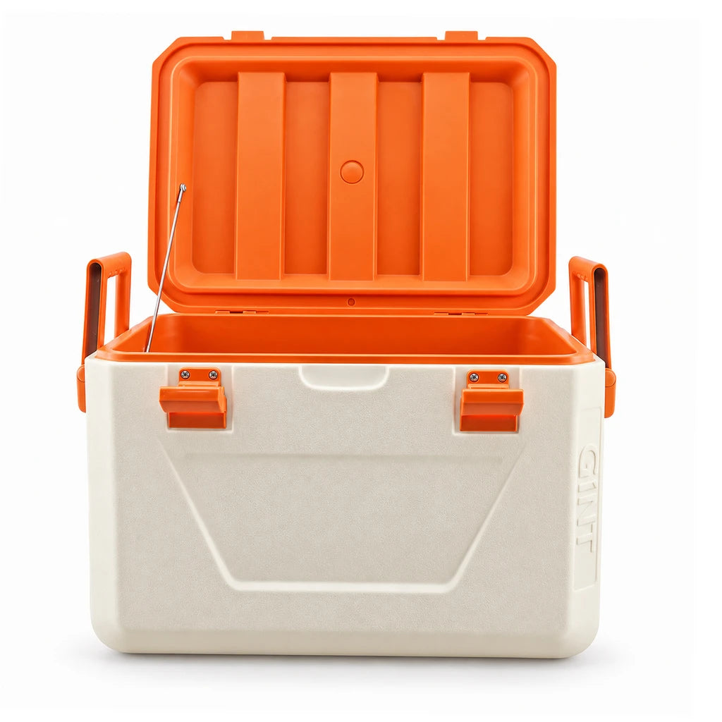 Gint 30-Liter Beige Plastic Cooler Box With Orange Lid