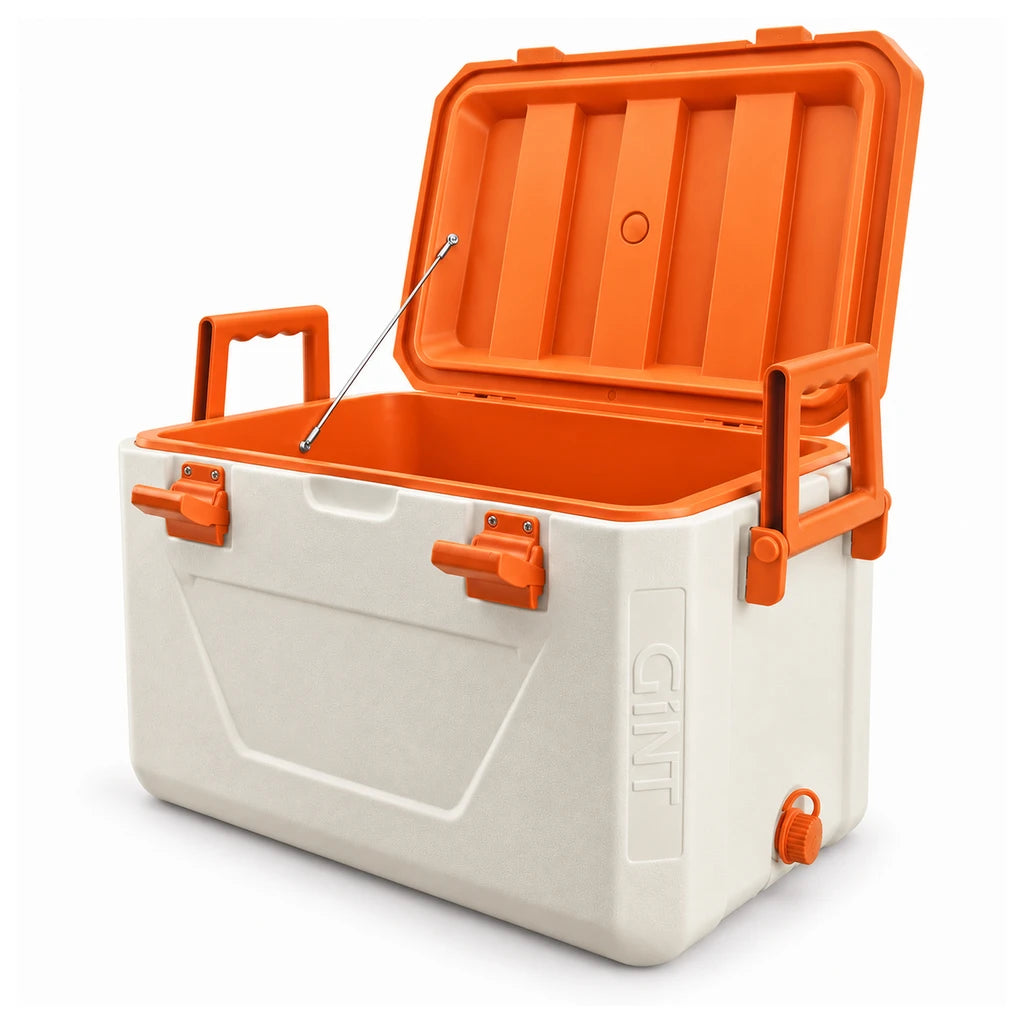 Gint 30-Liter Beige Plastic Cooler Box With Orange Lid