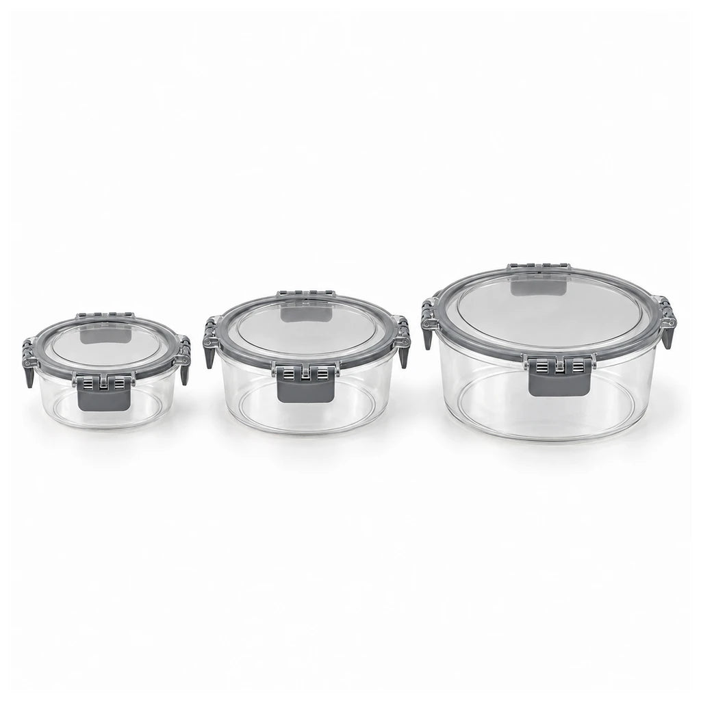 BEST 3-Piece Round Plastic Food Container Set With Lids