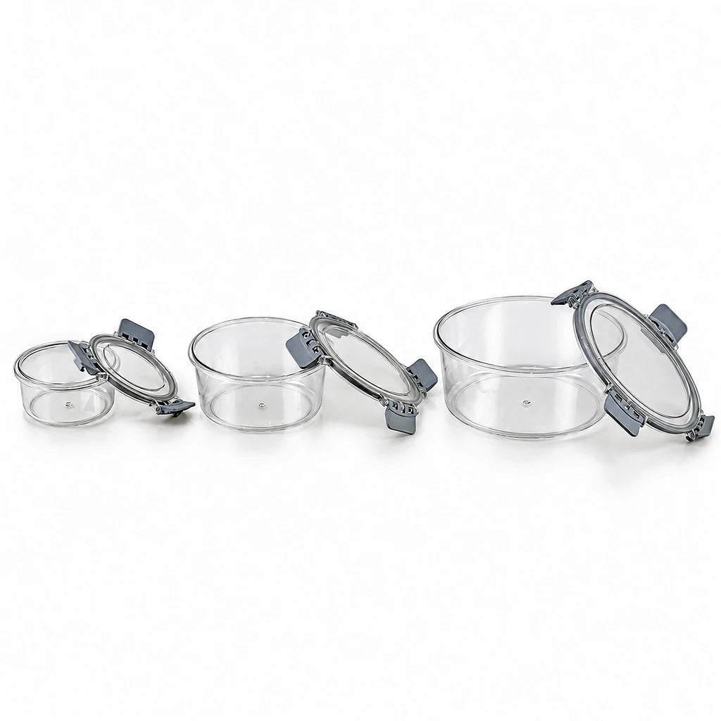 BEST 3-Piece Round Plastic Food Container Set With Lids