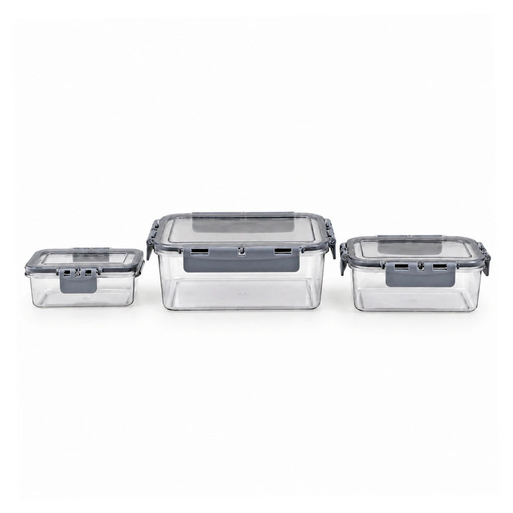 BEST 3-Piece Rectangular Plastic Food Container Set With Lids