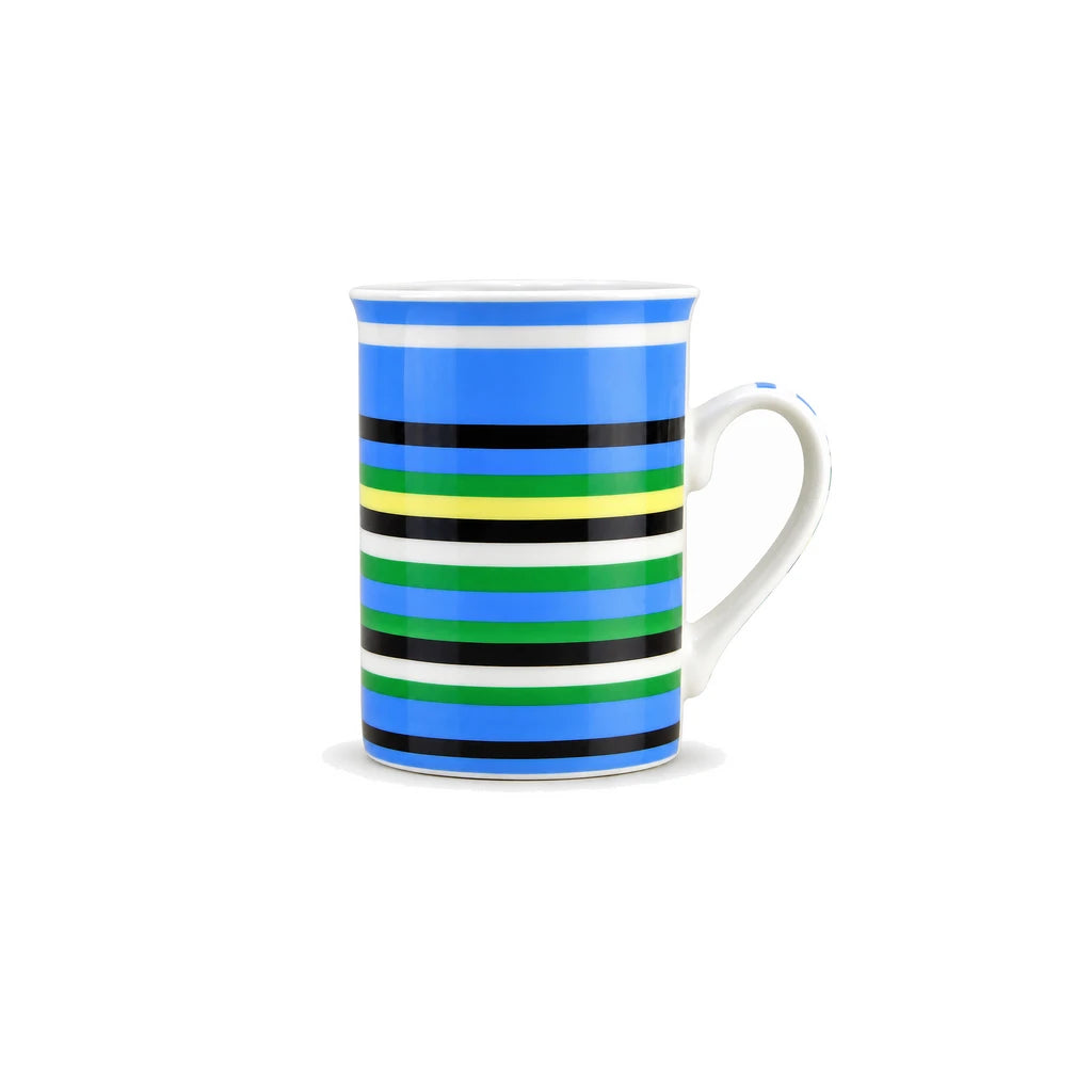 Heritage Porcelain Mug 350 ML | Horizontal Small Stripes | Blue