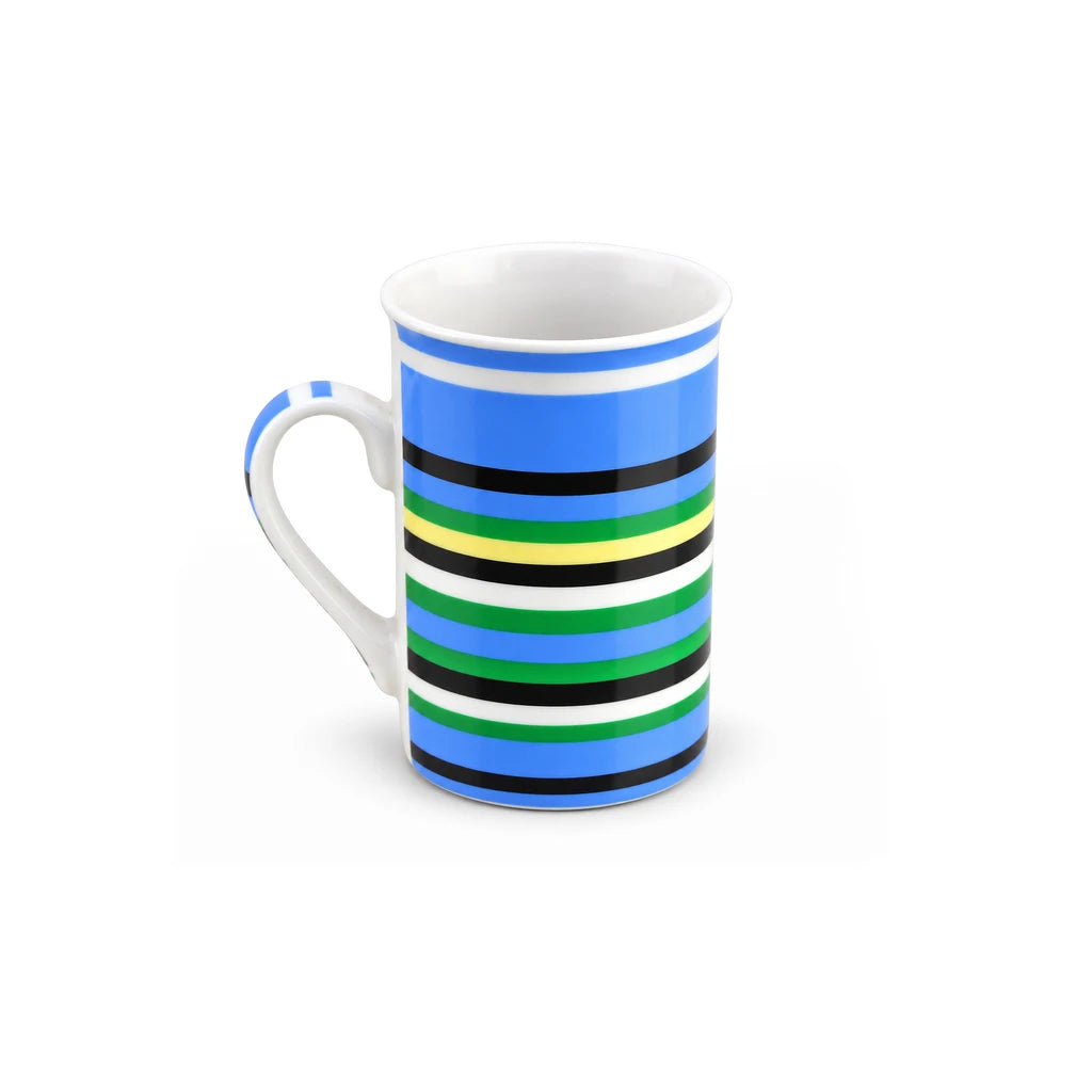Heritage Porcelain Mug 350 ML | Horizontal Small Stripes | Blue