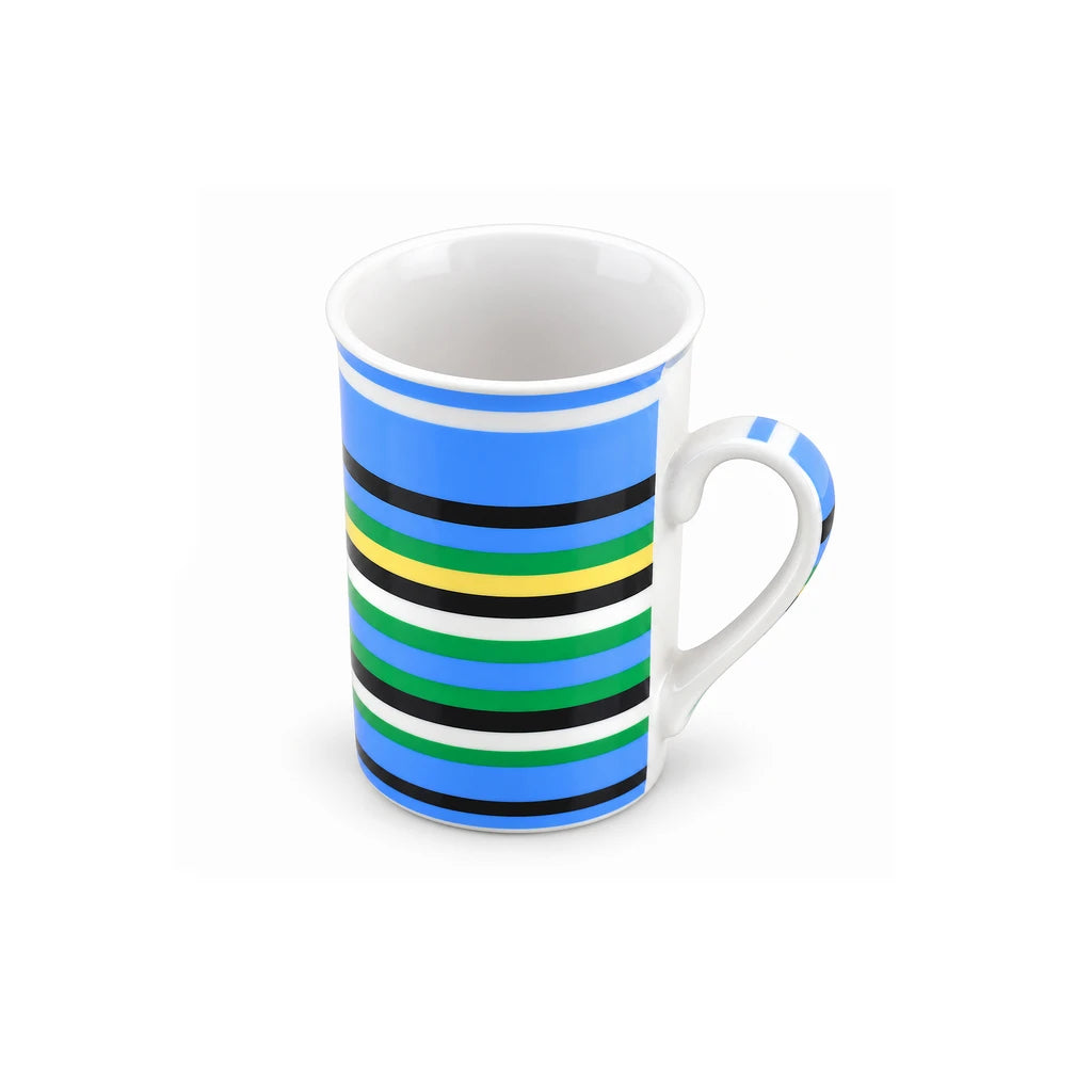 Heritage Porcelain Mug 350 ML | Horizontal Small Stripes | Blue