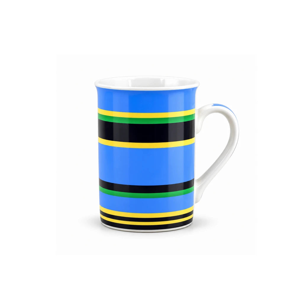 Heritage Porcelain Mug 350 mL | Horizontal Large Stripes | Blue