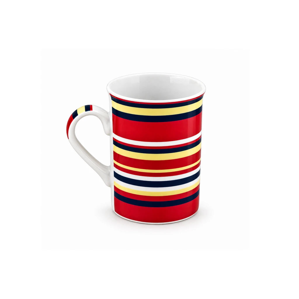 Heritage Porcelain Mug 350 ML | Horizontal Small Stripes | Red