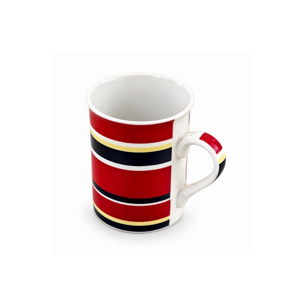Heritage Porcelain Mug 350 mL | Horizontal Large Stripes | Red