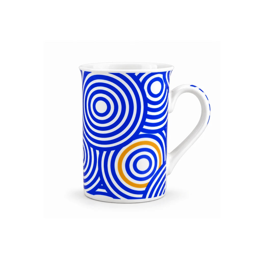 Heritage Porcelain 350 ML Mug | Concentric Circle Pattern | Blue