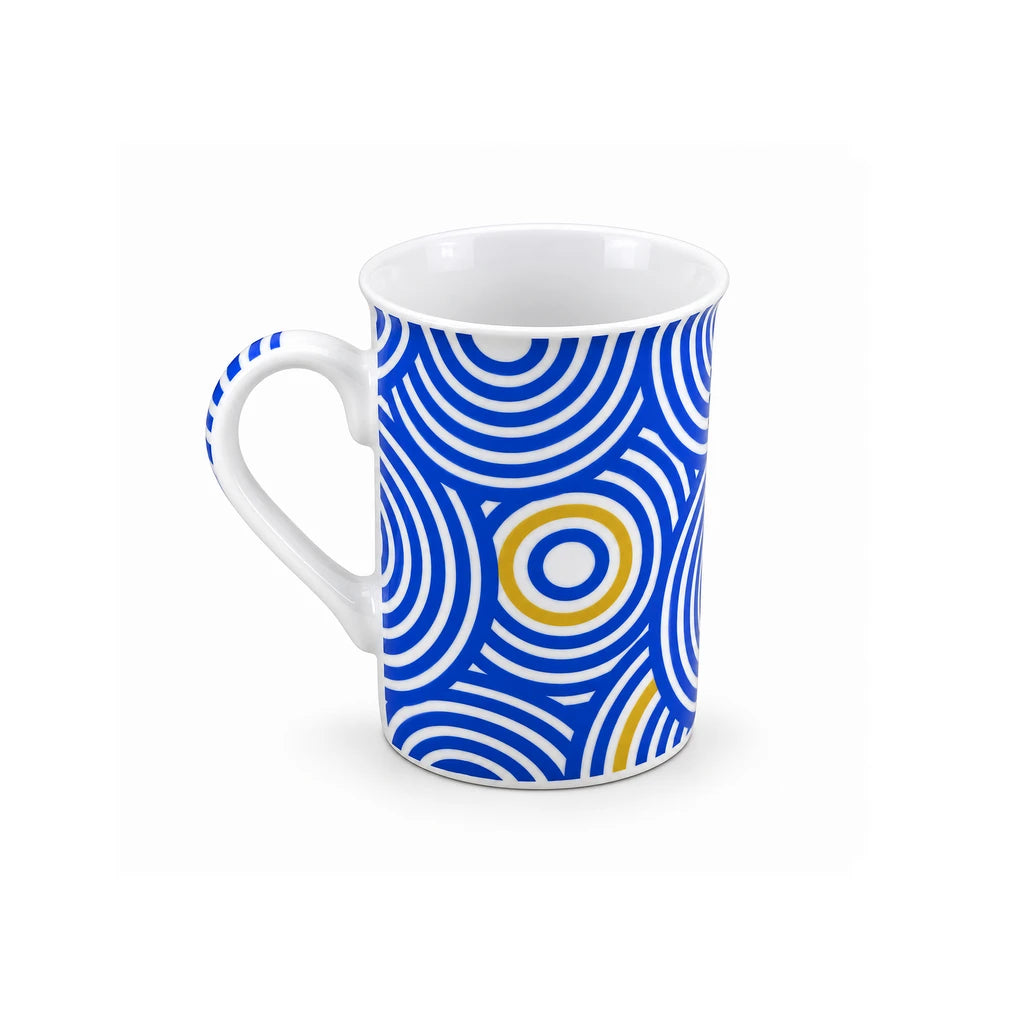 Heritage Porcelain 350 ML Mug | Concentric Circle Pattern | Blue