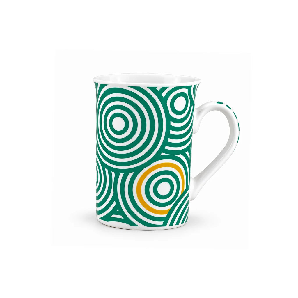 Heritage Porcelain 350 ML Mug | Concentric Circle Pattern | Green