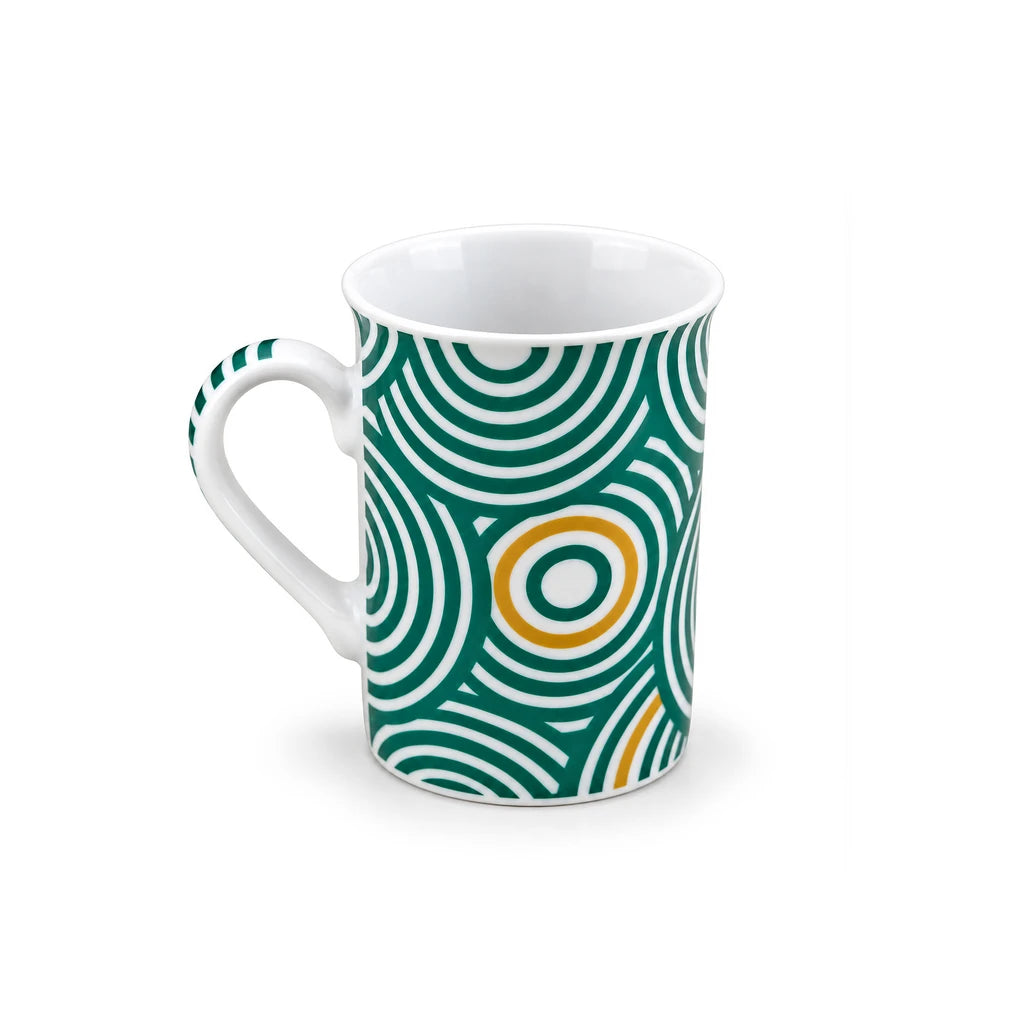 Heritage Porcelain 350 ML Mug | Concentric Circle Pattern | Green