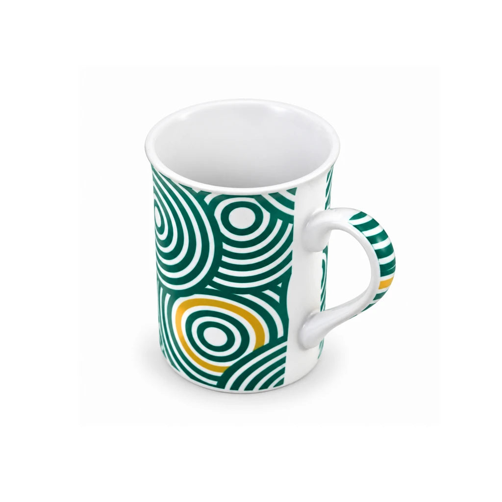Heritage Porcelain 350 ML Mug | Concentric Circle Pattern | Green