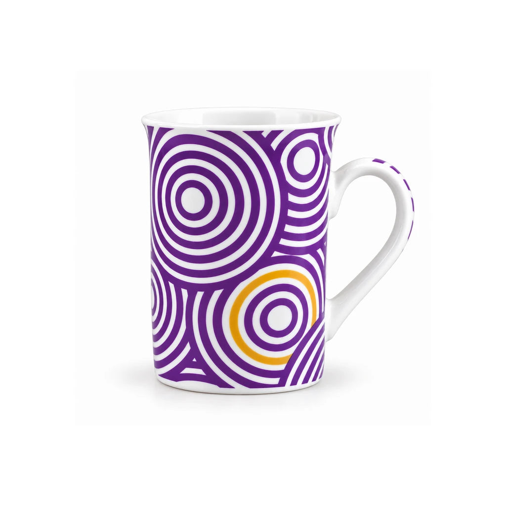 Heritage Porcelain 350 ML Mug | Concentric Circle Pattern | Purple