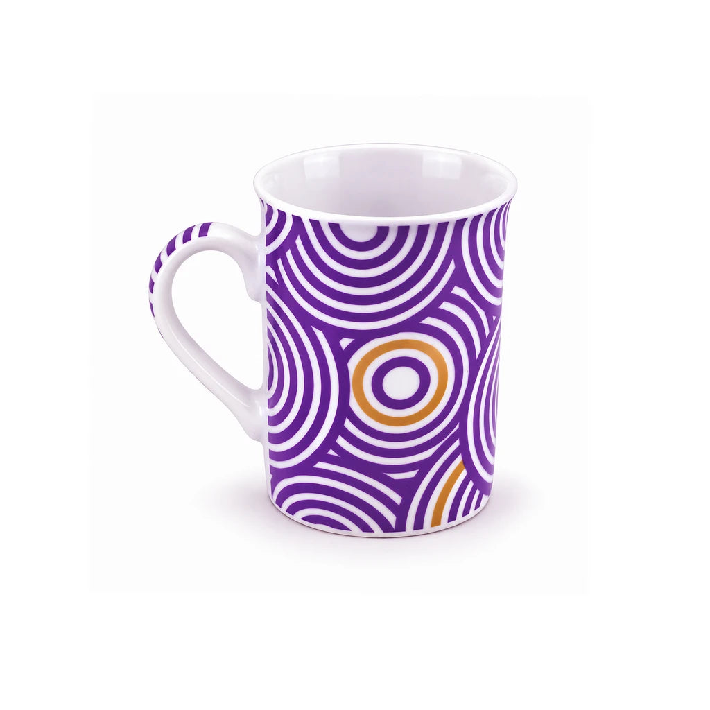 Heritage Porcelain 350 ML Mug | Concentric Circle Pattern | Purple
