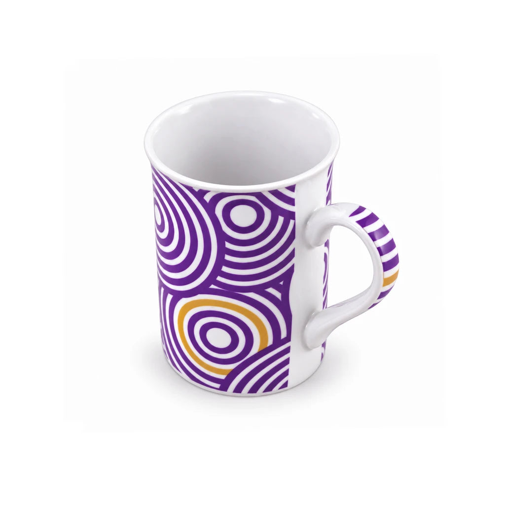 Heritage Porcelain 350 ML Mug | Concentric Circle Pattern | Purple