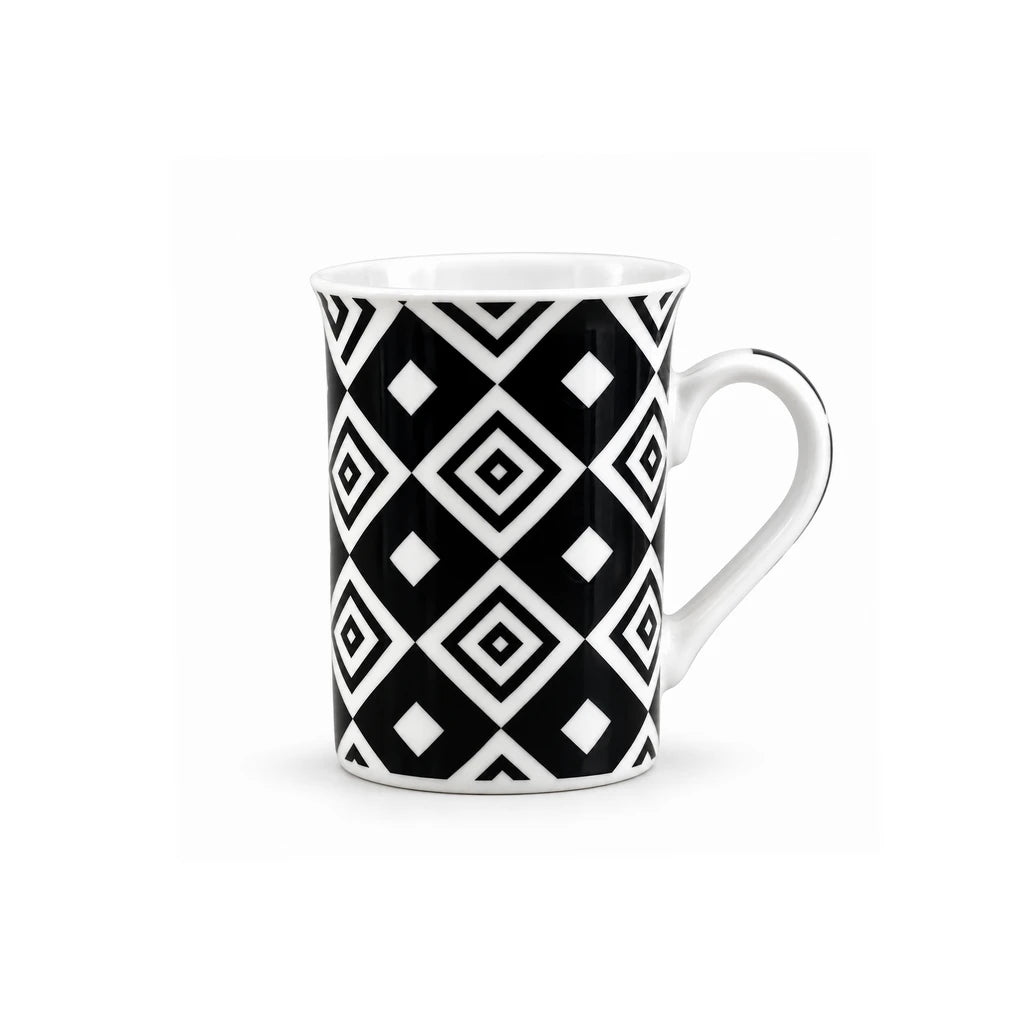 Heritage Porcelain Mug 350 ML | Black Geometric Collection | Black Diamond