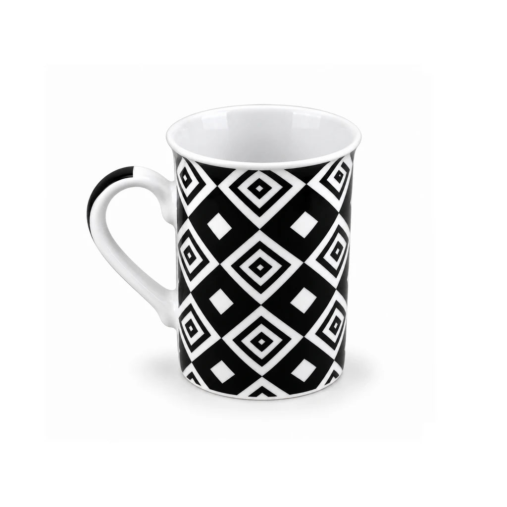 Heritage Porcelain Mug 350 ML | Black Geometric Collection | Black Diamond