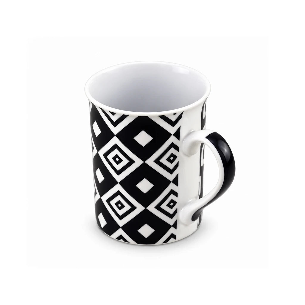 Heritage Porcelain Mug 350 ML | Black Geometric Collection | Black Diamond
