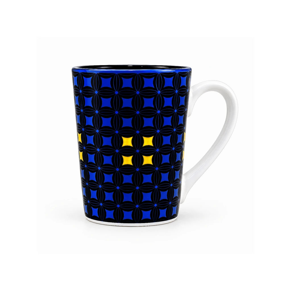 Heritage Porcelain Mug 450 ML | Geometric Pattern Collection | Blue