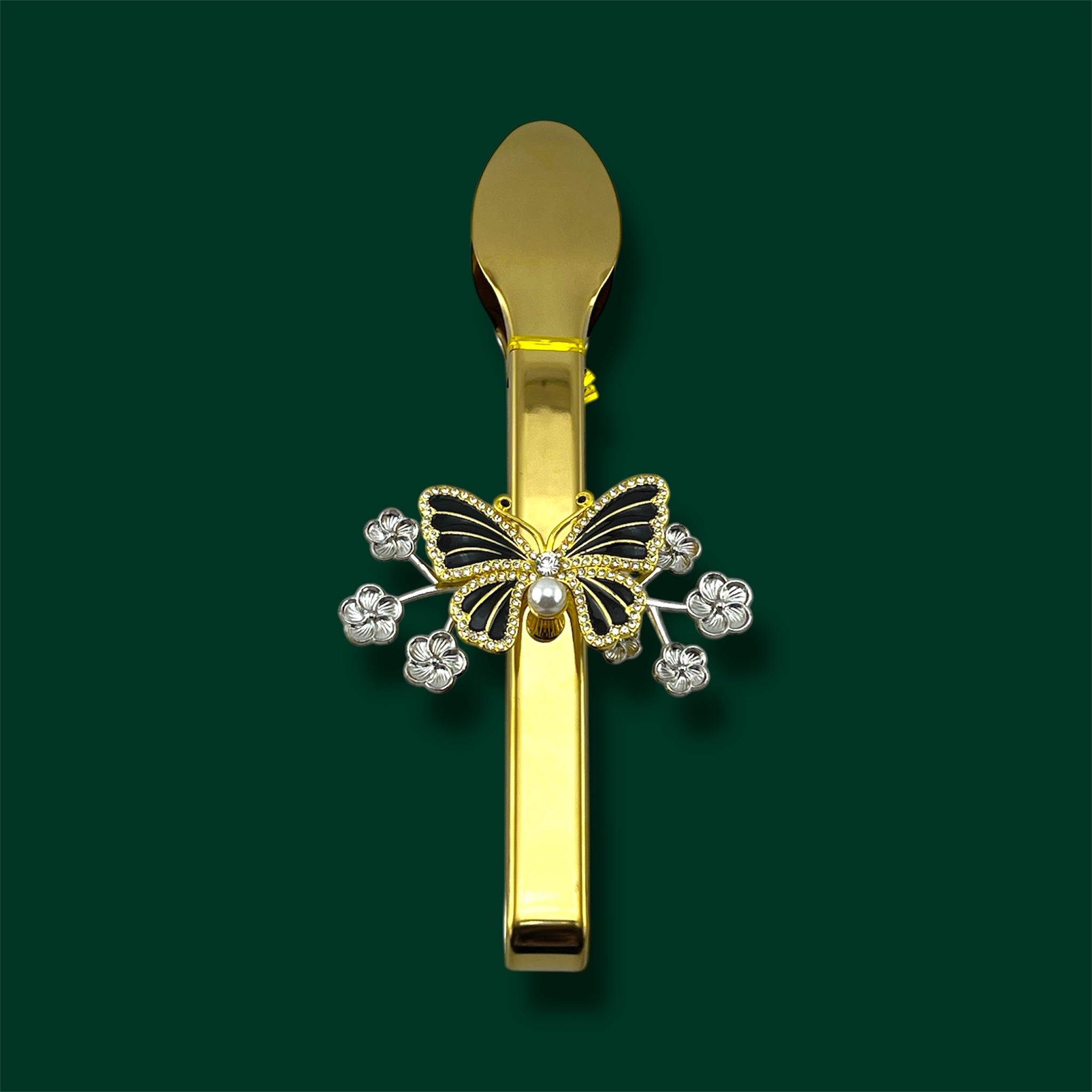 Fancy Food Tong Golden 9" Butterfly Design