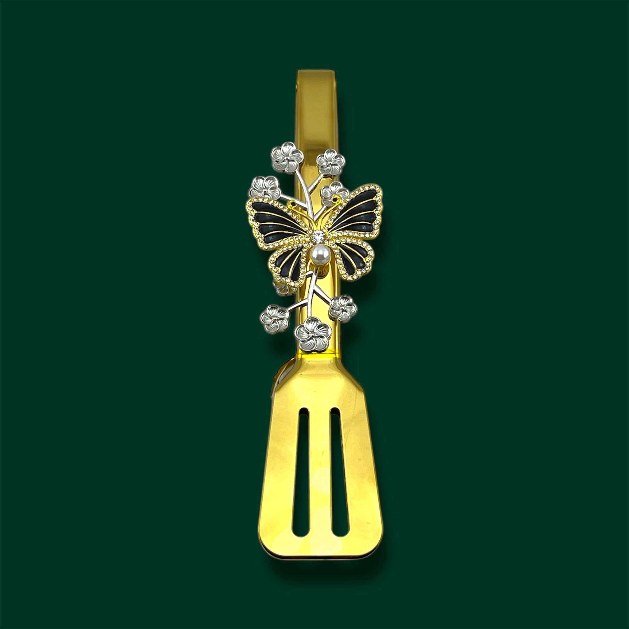 Fancy Food Tong Golden 9" Butterfly Design