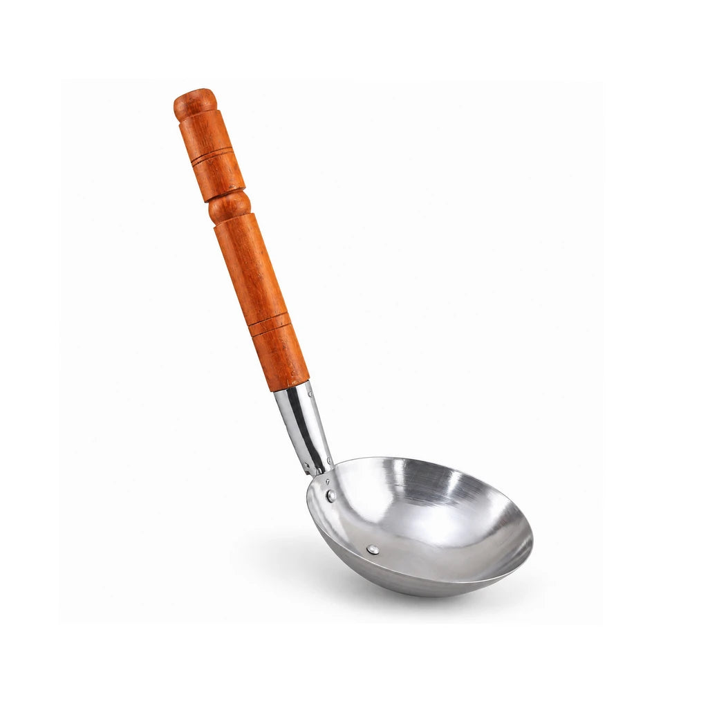 Stainless Steel Serving Ladle (Doora) with Wooden Handle