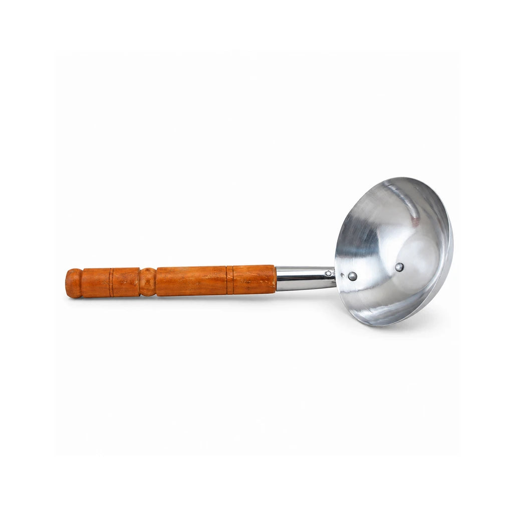 Stainless Steel Serving Ladle (Doora) with Wooden Handle