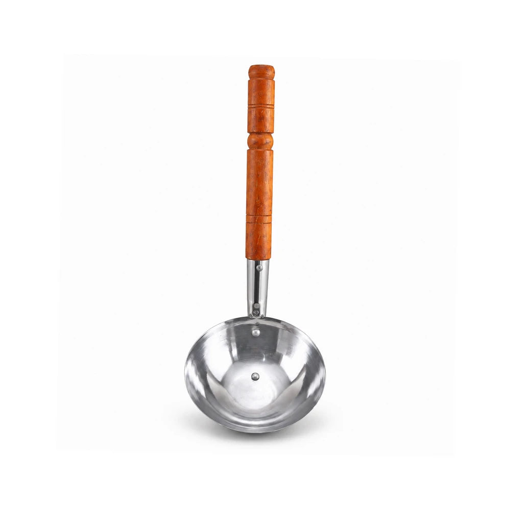 Stainless Steel Serving Ladle (Doora) with Wooden Handle