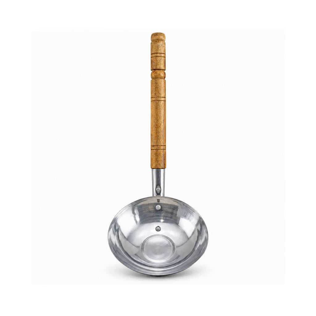 Stainless Steel Serving Ladle (Doora) with Wooden Handle