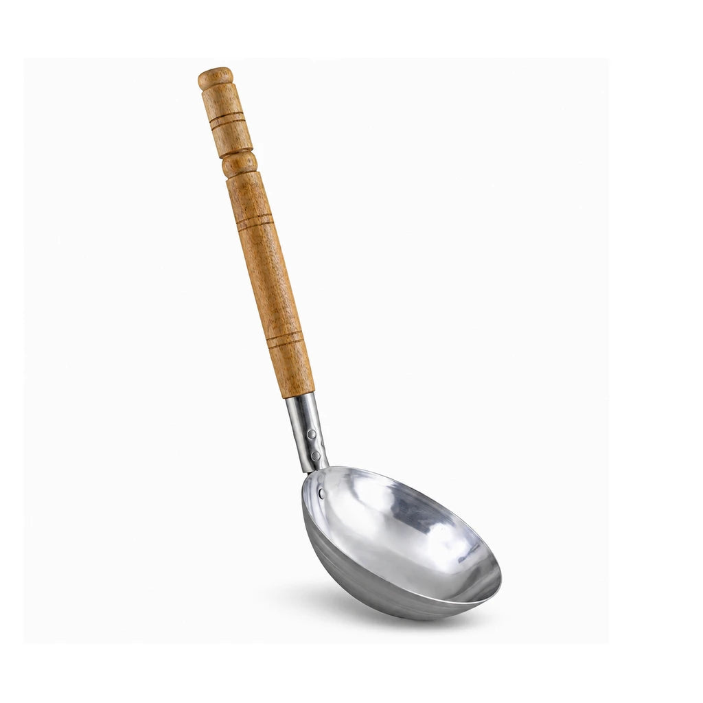 Stainless Steel Serving Ladle (Doora) with Wooden Handle