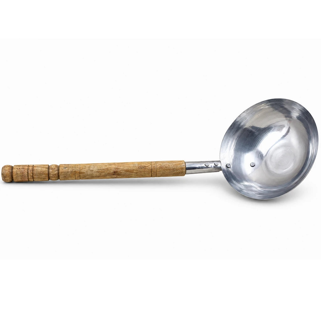 Stainless Steel Serving Ladle (Doora) with Wooden Handle