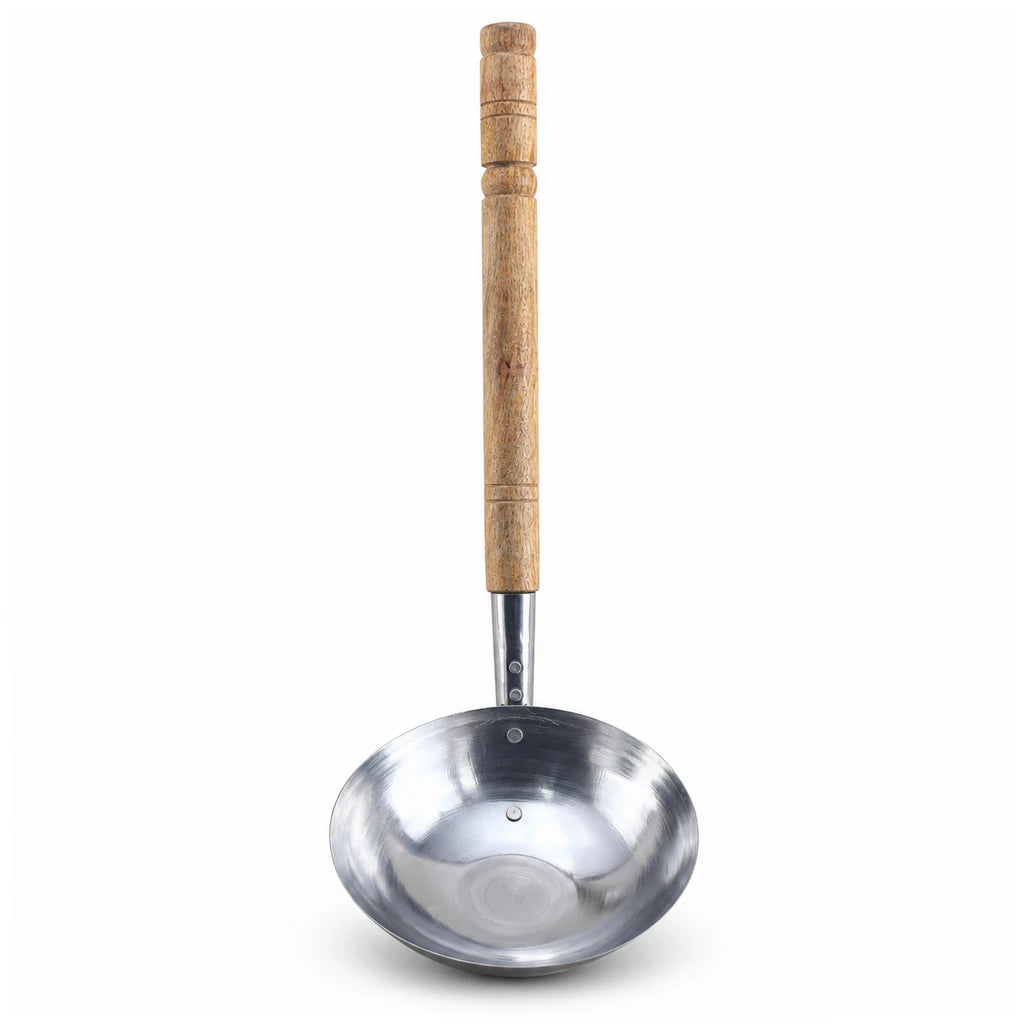 Stainless Steel Serving Ladle (Doora) with Wooden Handle